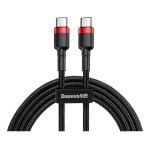 Cable Baseus Cafule USB-C a USB-C 2m 0,48 Gbit/s Trenzado Negro/Rojo Cable Baseus Cafule USB-C a USB-C 2m 0,48 Gbit/s Trenzado Negro/Rojo