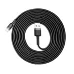 Cable Baseus CALKLF-RG1 3m USB-A a Lightning Nailon Antinudos 2,4A Gris/Negro Cable Baseus CALKLF-RG1 3m USB-A a Lightning Nailon Antinudos 2,4A Gris/Negro