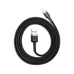 Cable Baseus Cafule CALKLF-CG1 USB-A a Lightning 2m nylon trenzado 1.5A negro y gris Cable Baseus Cafule CALKLF-CG1 USB-A a Lightning 2m nylon trenzado 1.5A negro y gris