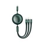 Cable Baseus CAMLC-AMJ03 3 en 1 USB-C/Micro USB/Lightning 1.2m 100W Verde Cable Baseus CAMLC-AMJ03 3 en 1 USB-C/Micro USB/Lightning 1.2m 100W Verde