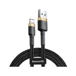 Cable Baseus CALKLF-CV1 USB-A a Lightning 2m Trenzado Negro/Oro Power Delivery Cable Baseus CALKLF-CV1 USB-A a Lightning 2m Trenzado Negro/Oro Power Delivery