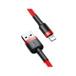 Cable Baseus Cafule 1m USB A a Lightning 2.4A Trenzado Nylon Negro Rojo Cable Baseus Cafule 1m USB A a Lightning 2.4A Trenzado Nylon Negro Rojo