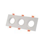 Aro empotrable basculante JANDEI 3 bombillas GU10/MR16 blanco policarbonato corte 75x235mm