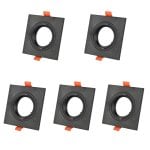 Aro cuadrado empotrable JANDEI negro basculante 75mm policarbonato GU10/MR16