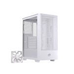 Einarex PULSE P100 Core White Tower mit Airflow Mesh Panel und weißem ATX-Gehäuse aus gehärtetem Glas