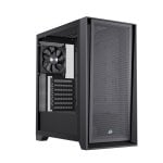 Boîtier PC Einarex Pulse P600 Core Black avec panneau latéral interchangeable en mesh/verre trempé, compatible avec 6 ventilateurs, refroidissement liquide 360 mm et panneau latéral en verre.