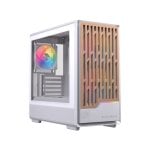 Tour PC compacte Einarex PULSE PM400 RGB blanche, bois, support 9 ventilateurs, refroidisseur liquide 240 mm