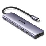 Hub USB C Ugreen CM195 7 en 1 HDMI 4K 100W PD metálico compacto lila Hub USB C Ugreen CM195 7 en 1 HDMI 4K 100W PD metálico compacto lila