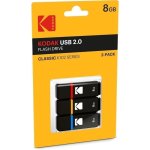 Memoria USB Kodak Classic K102 Series 8GB USB 2.0 Pack 3 Unidades Negro/Rojo
