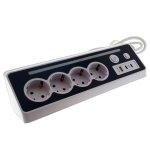 Regleta sobremesa Osca Connect 4x16A 3 USB PD20W tira LED e interruptor 1,5m Blanco/Gris