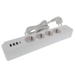 Regleta Osca Connect 4 enchufes 16A 3680W 3 USB tipo A 1 USB tipo C cable 1,5m blanca