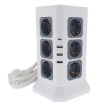Regleta Osca Connect Torre 12x16A 3680W 3 USB Tipo A 1 USB Tipo C Protección Sobretensión 2m