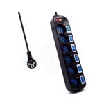 Multiprise Ewent EW3851 6 Prises Schuko avec Interrupteurs Individuels et Protection Enfant