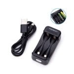 Aigostar 2x AA/AAA Akkuladegerät Schwarz USB Ni-MH/Ni-Cd LED Anzeige