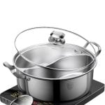 Panela em aço inoxidável Klack 304 com divisória dupla, tampa em vidro, 28 cm/34 cm, fogão a gás/indução