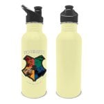 Bouteille d'eau Pyramid Harry Potter en acier inoxydable satiné de 700 ml avec embout en caoutchouc et emplacement pour sac à dos