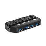 Hub USB 3.0 Mediarange MRCS505 4 Puertos USB 3.0 Alimentado con Adaptador AC Negro Hub USB 3.0 Mediarange MRCS505 4 Puertos USB 3.0 Alimentado con Adaptador AC Negro