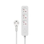 Savio LZ-07 Régua com 3 Tomadas, 1.5 m, Proteção Infantil e Contra Sobretensão, Branca