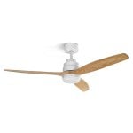 Ventilador de teto Ufesa Nepal com 3 pás de madeira, luz regulável, 6 velocidades, comando à distância