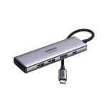 Hub Ugreen 6en1 USB-C Gris Plata HDMI 4K60Hz 2xUSB-A SD TF PD 100W Compacto