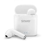Auriculares Savio inalámbricos Bluetooth 5.0 con micrófono y base de carga Auriculares Savio inalámbricos Bluetooth 5.0 con micrófono y base de carga