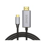 Cable Savio CL-171 USB-C a HDMI 2.0 4K 2m Negro y Plata HDCP 4K 120Hz Cable Savio CL-171 USB-C a HDMI 2.0 4K 2m Negro y Plata HDCP 4K 120Hz