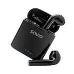 Auriculares Savio inalámbricos Bluetooth 5.0 con micrófono integrado y base de carga Auriculares Savio inalámbricos Bluetooth 5.0 con micrófono integrado y base de carga
