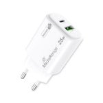 Chargeur rapide Mediarange double USB-A USB-C 25 W, protection universelle, blanc