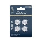 Lot de 4 piles bouton au lithium Mediarange CR2025 MRBAT131 3 V 150 mAh
