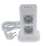 Regleta de enchufes Oscaconnect vertical 8 Schuko protección sobretensión 2 USB A 1 USB C carga rápida
