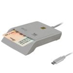 Adaptateur de carte à puce USB 2.0 blanc Type C Woxter PE26-198, lecteur d'identification électronique Adaptateur de carte à puce USB 2.0 blanc Type C Woxter PE26-198, lecteur d'identification électronique