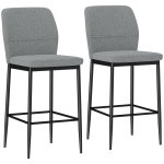 Homcom Juego De 2 Taburetes De Bar Con Respaldo Y Reposapiés Gris
