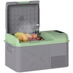 Outsunny Nevera Portátil Eléctrica 17,4l 12v-220v Con Pantalla Luz Led Gris
