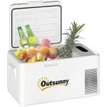 Outsunny Nevera Portátil Eléctrica 16,8l 12v-220v Con Pantalla Luz Led Blanco