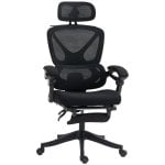 Homcom Silla De Escritorio De Malla Reclinable Con Reposacabezas Negro