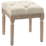 Homcom Reposapiés De Salón Con Asiento Capitoné 40x40x43 Cm Beige