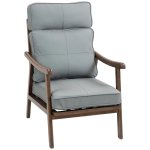 Homcom Poltrona com Estofo PU Cinzento e Estrutura de Nogueira