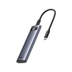 Boîtier externe Baseus BS-OH155 gris aluminium 10 Gbit/s M.2 NVME SATA avec protection en silicone Boîtier externe Baseus BS-OH155 gris aluminium 10 Gbit/s M.2 NVME SATA avec protection en silicone