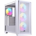 Einarex PULSE P600 RGB, weißer ATX-Tower mit Glas-/Mesh-Panel und 3 x 120-mm-Lüftern