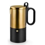 Cafetière italienne BRA Kaffe 6 tasses, acier inoxydable haute résistance doré et noir