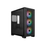 Cooler Master Elite 301 Mini-Tower-Gehäuse aus gehärtetem Glas, 3 x 120 mm, RGB, Schwarz