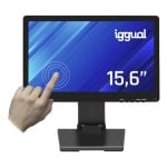 iggual Touch-Monitor 15,6″ HD+ kapazitives LCD 75Hz Schwarz VGA HDMI USB Windows/Linux
