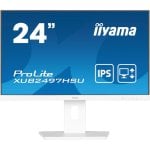 Écran IPS iiyama 24 pouces 1080p 100 Hz avec hauteur réglable, hub USB, blanc et haut-parleurs