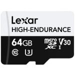 Carte microSD Lexar haute endurance 64 Go Classe 10 UHS-I U3 V30 Carte microSD Lexar haute endurance 64 Go Classe 10 UHS-I U3 V30