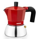 Cafetière italienne Monix Induction Inox 3 tasses 0,195 L Full Induction acier inoxydable rouge