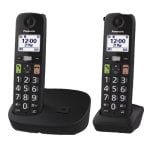 Téléphone sans fil Panasonic DECT 2 combinés, écran 1,8", grandes touches, blocage des appels, noir