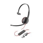 Auriculares Poly con cable USB diadema monoaural micrófono flexible para oficina Auriculares Poly con cable USB diadema monoaural micrófono flexible para oficina