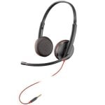 Casque Poly Blackwire C3225 filaire jack 3,5 mm pour bureau et call center micro flexible noir