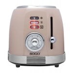 Sogo TOS-SS-5470 2-Scheiben-Toaster, Beige, 6-stufiger Retro-Edelstahl