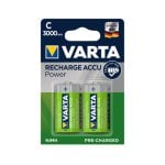 Bateria recarregável Varta 56714B 3000mAh C NiMH 1,2V, pacote de 2 unidades verdes Bateria recarregável Varta 56714B 3000mAh C NiMH 1,2V, pacote de 2 unidades verdes